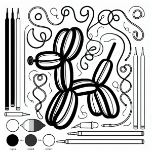 Página para colorear de un perro globo con serpentinas para imprimir y colorear gratis