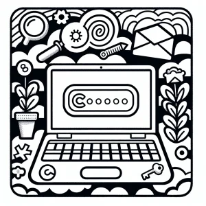Chromebook Login Screen página para colorear con marco de consejos tecnológicos para estudiantes y principiantes