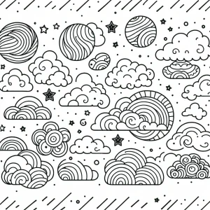 Página para colorear de nubes mindfulness gratuita para imprimir y colorear