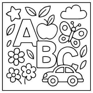 página para colorear del abecedario con todas las letras grandes para niños