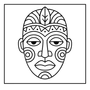 Página para colorear de una máscara africana tradicional para imprimir gratis