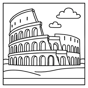 Colosseum coloring page – Printable Roman amphitheater outline for kids and adults