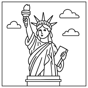 página para colorear de la Estatua de la Libertad para imprimir y colorear