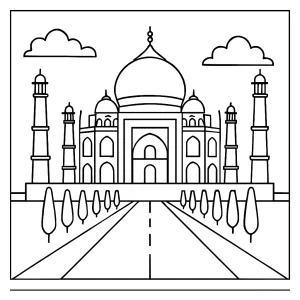 Taj Mahal página para colorear gratis y lista para imprimir