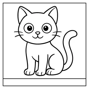Gato negro página para colorear, dibujo imprimible gratis para niños