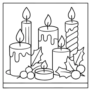 Página para colorear de velas, dibujo imprimible gratis para niños