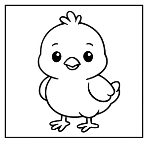 Página para colorear de pollito, dibujo gratis para imprimir y colorear