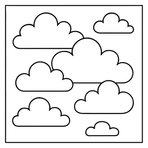 Fluffy clouds coloring page for kids to print and color for free