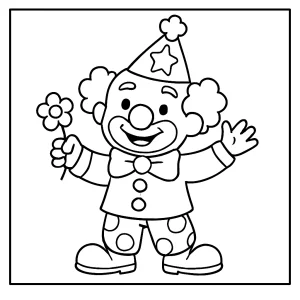 Cheerful clown coloring page for kids to print and color