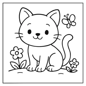 Página para colorear de un gatito adorable para imprimir y pintar gratis