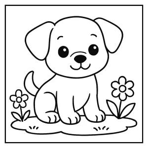 Página para colorear de un cachorro adorable para imprimir y colorear gratis