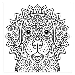 Mandala de perro, página para colorear detallada y gratuita para niños y adultos