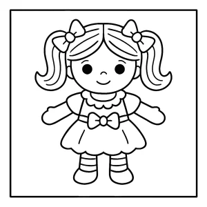 Muñeca página para colorear imprimible gratis para niños