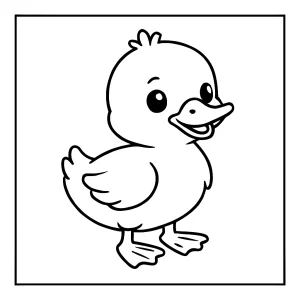 Duckling coloring page for free, printable outline of a cute duckling for kids to color