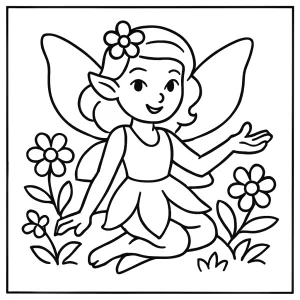 Hada mágica página para colorear imprimible gratis con alas y varita mágica para niños