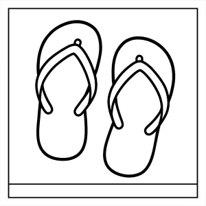 Página para colorear de sandalias de verano, divertida imagen de flip flops para imprimir y colorear
