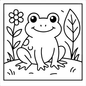 Página para colorear de una rana simpática para niños, lista para imprimir y pintar.