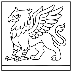 Página para colorear de un grifo mágico, dibujo imprimible gratis para niños