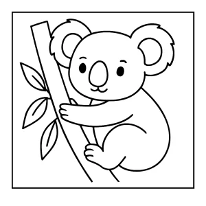 Página para colorear de un koala simpático ideal para imprimir y pintar