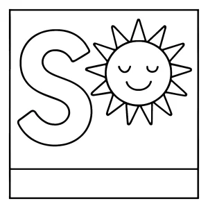 Letter S and sun coloring page for free printable activities and alphabet learning