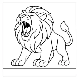 León rugiendo página para colorear, dibujo imprimible gratis para niños