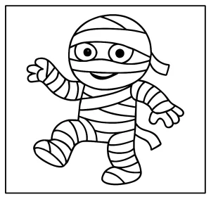 Momia página para colorear, dibujo imprimible gratis para niños