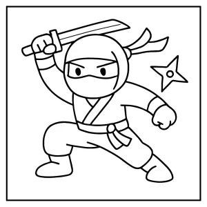 Ninja página para colorear imprimible gratis para niños