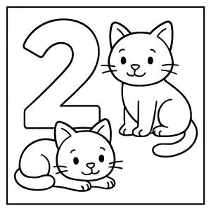 Página para colorear de dos gatos sentados, ideal para niños, lista para imprimir y colorear gratis