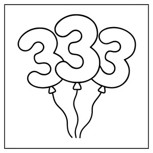 Página para colorear de globos con el número 3 lista para imprimir y colorear por niños