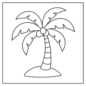 Página para colorear de palmera, dibujo imprimible para niños