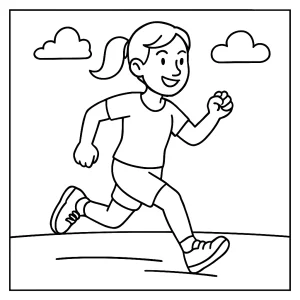 Kids running coloring page for free printable coloring activities
