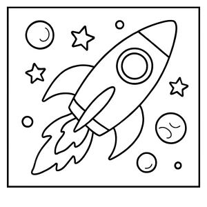Spaceship coloring page for kids – free printable featuring a detailed spaceship in outer space