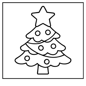 Página para colorear de una estrella brillante sobre un árbol para imprimir, ideal para niños