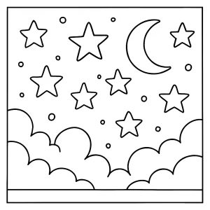 Cielo estrellado página para colorear gratuita para niños