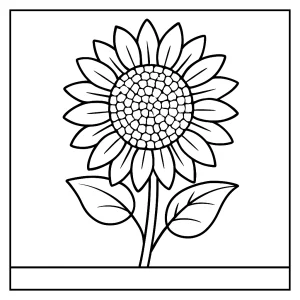 Página para colorear de un girasol, dibujo imprimible gratis para niños