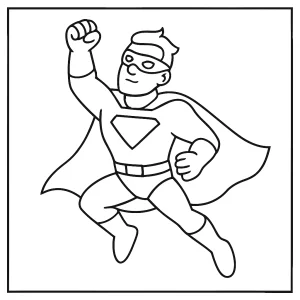 Página para colorear de superhéroe en acción lista para imprimir y colorear gratis