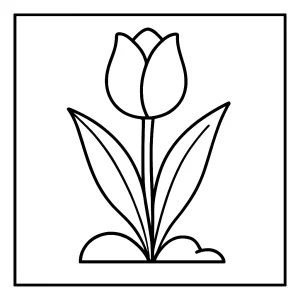 Página para colorear de tulipán para imprimir y colorear, ideal para niños y actividades educativas.
