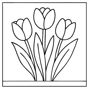 Página para colorear de tulipanes, dibujo imprimible gratis para niños