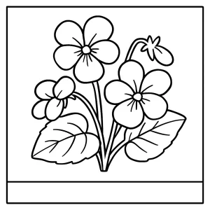 Página para colorear de una flor violeta lista para imprimir y colorear
