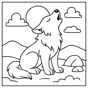 lobo aullando página para colorear gratis para imprimir y colorear