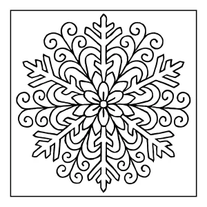Mandala de copo de nieve gigante, página para colorear gratis para imprimir