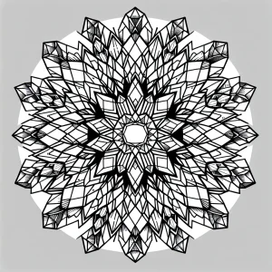 página para colorear de mándala con gemas de cristal y facetas brillantes