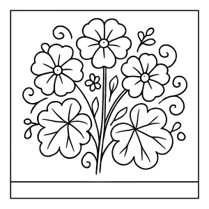 Ramo de geranios de fantasía página para colorear imprimible gratis