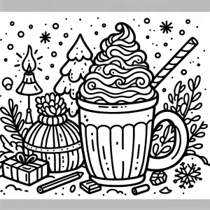 Horúca čokoláda so šľahačkou omalovánka – coloring page na vyfarbenie zdarma