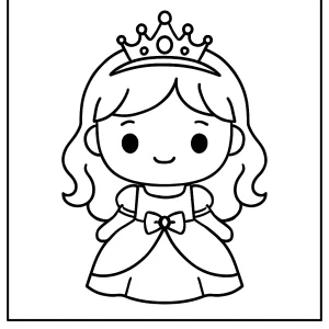 Princesa kawaii con tiara, página para colorear para niños gratis