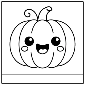 Página para colorear de calabaza kawaii con cara divertida, ideal para imprimir y colorear gratis