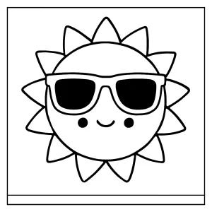 Sol kawaii con gafas de sol - página para colorear gratis para imprimir