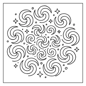 Mandala de espirales galácticas página para colorear para imprimir gratis
