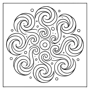 Mandala de espirales galácticas, página para colorear imprimible gratis para niños y adultos