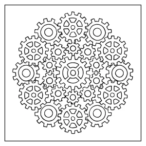 Mandala de engranajes - página para colorear gratis para imprimir